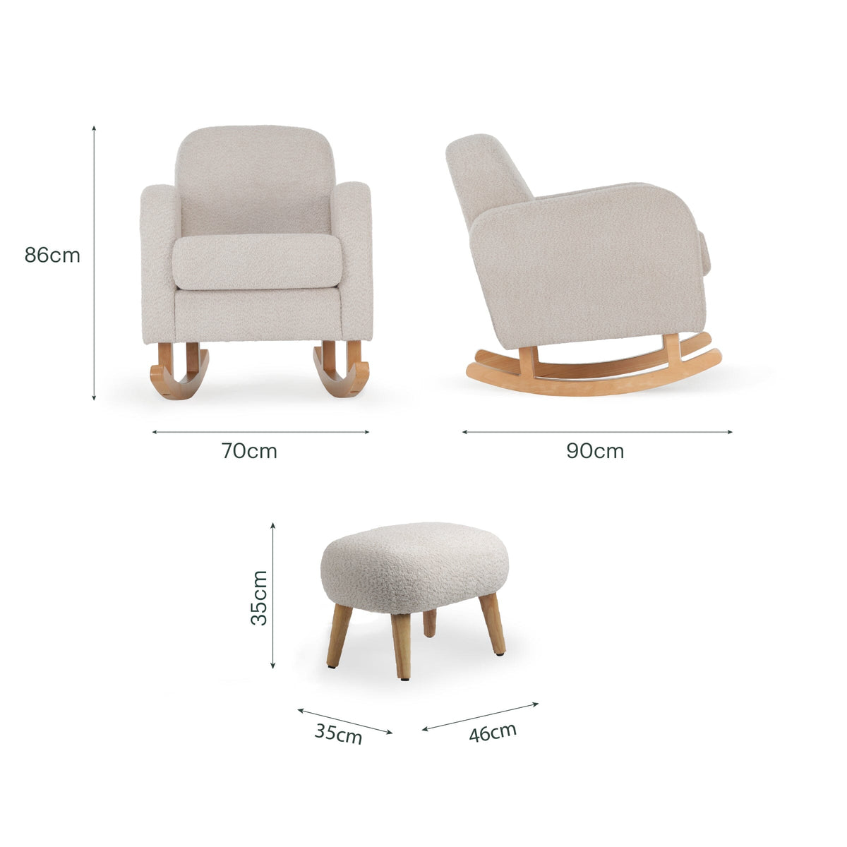 Etta Nursing Chair & Footstool - Bouclé Mushroom