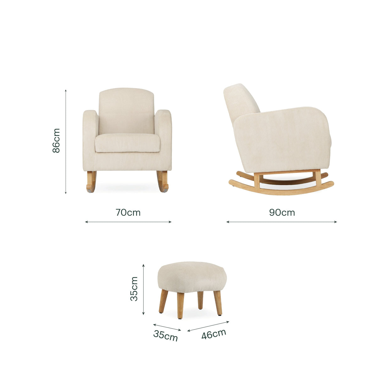 Etta Nursing Chair & Footstool - Sand