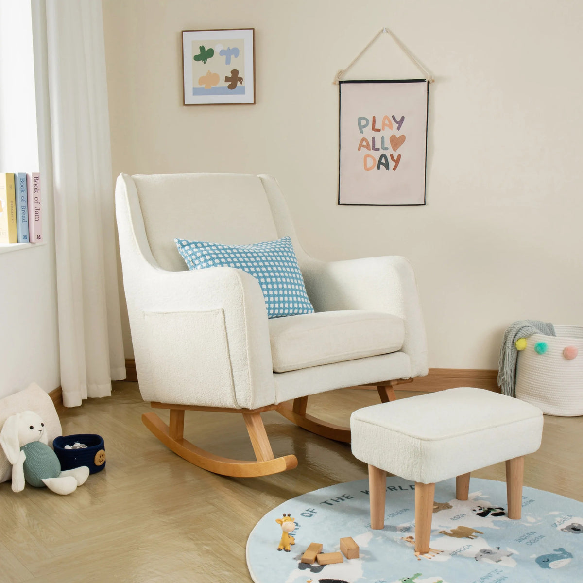 Ida Nursing Chair with Footstool – Cashmere – Bouclé