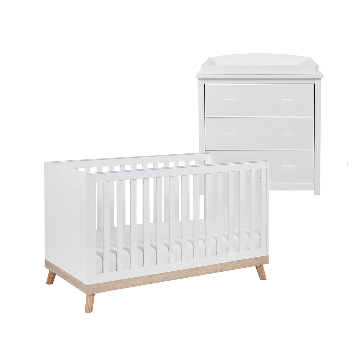 Mona 2 Piece Universal Nursery Furniture Set - White