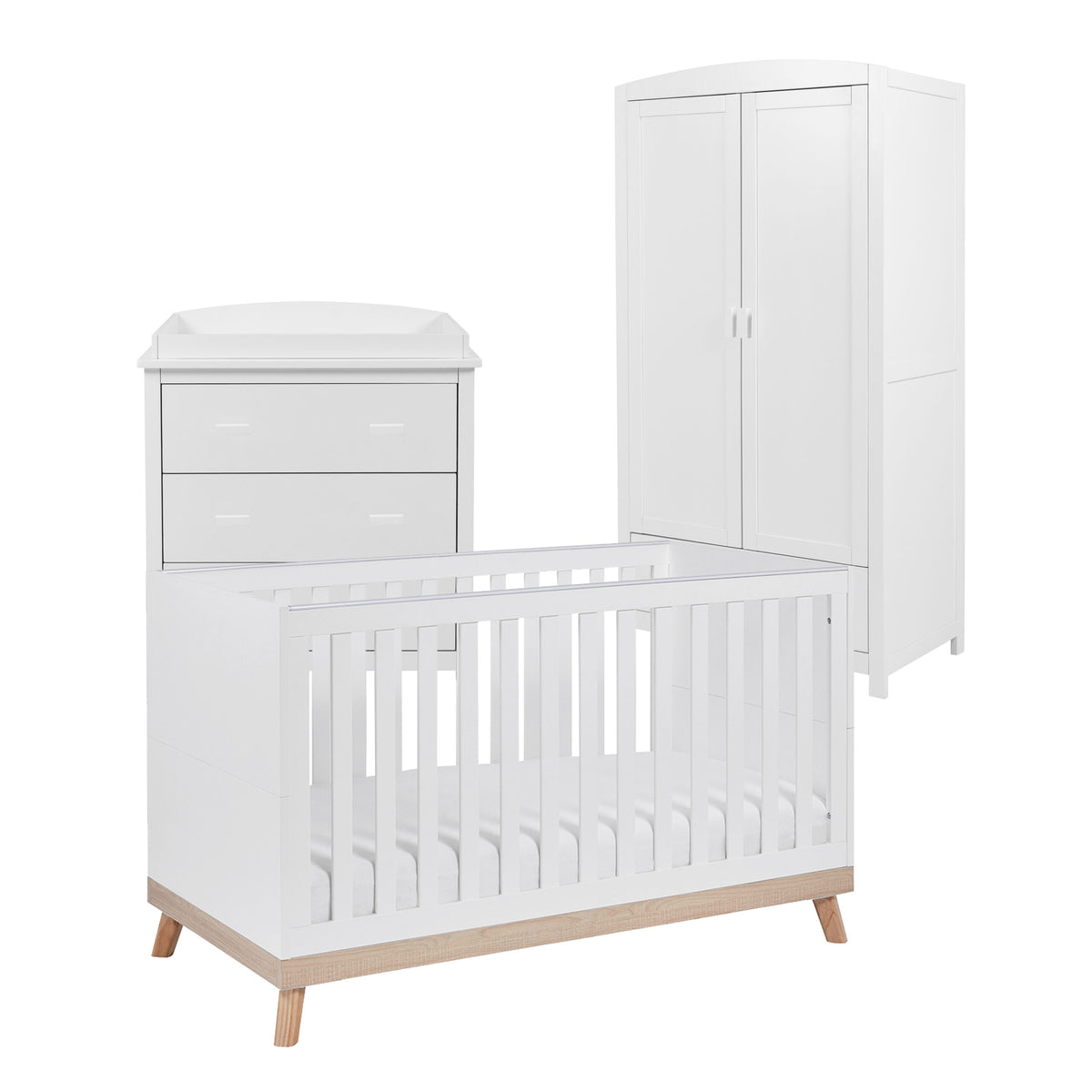 Mona 3 Piece Universal Nursery Furniture Set - White