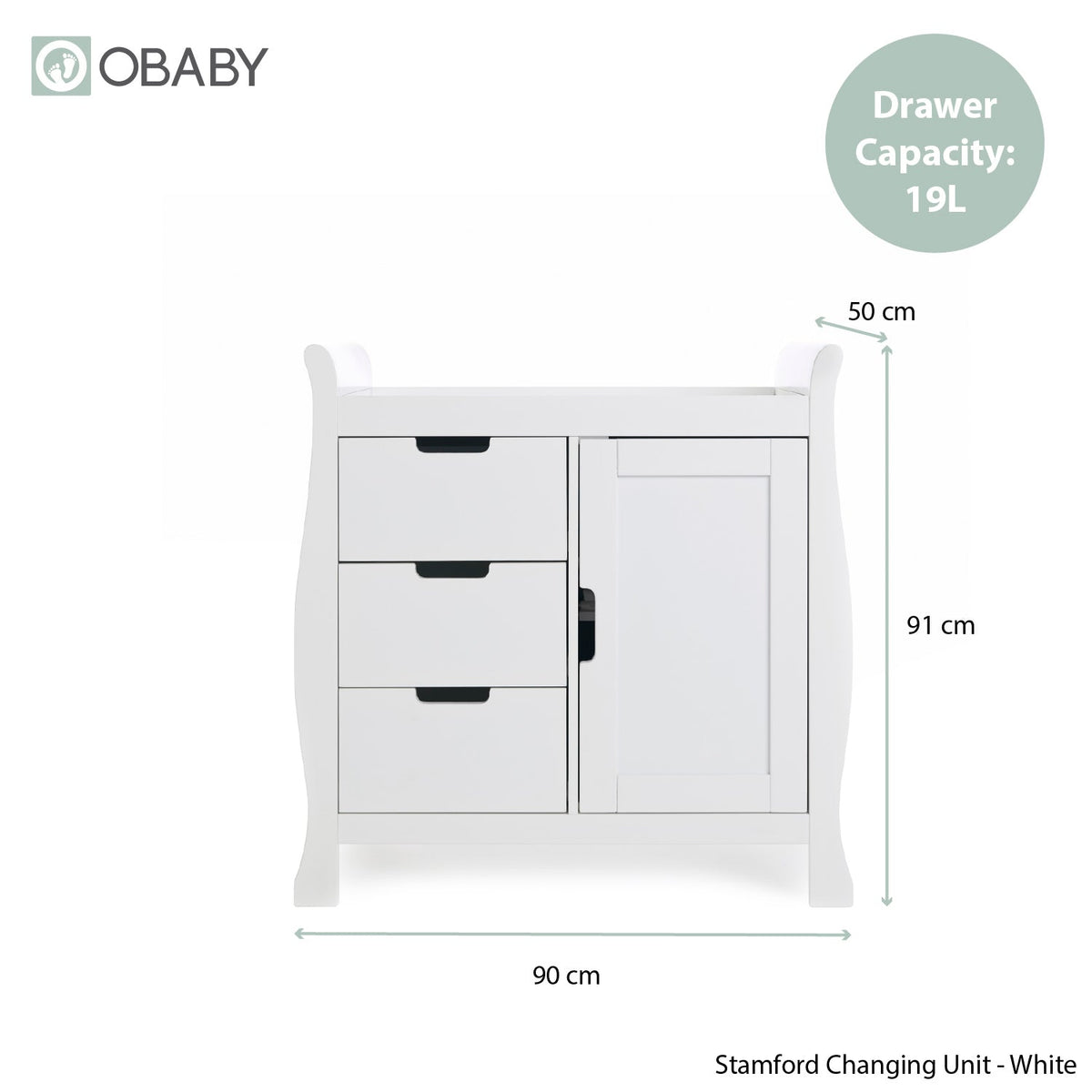 Stamford Sleigh Closed Changing Unit - White (4)