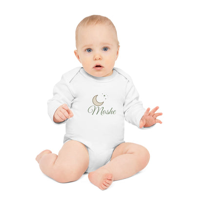 Personalised Organic Long-Sleeve Baby Grow