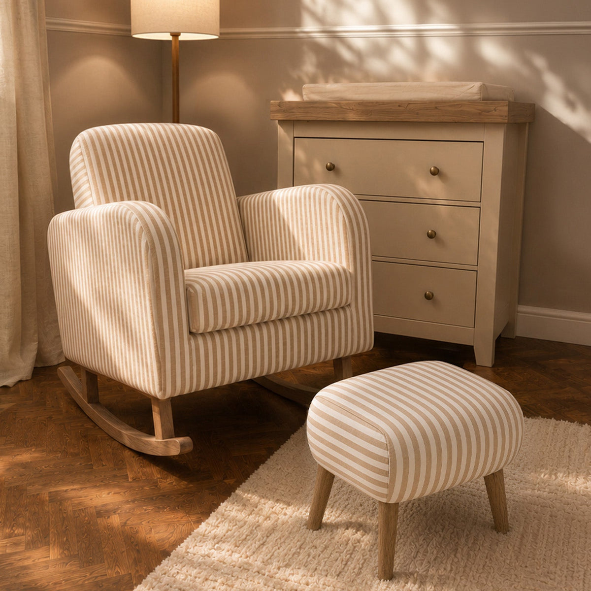 Etta Nursing Chair & Footstool - Beach Stripe