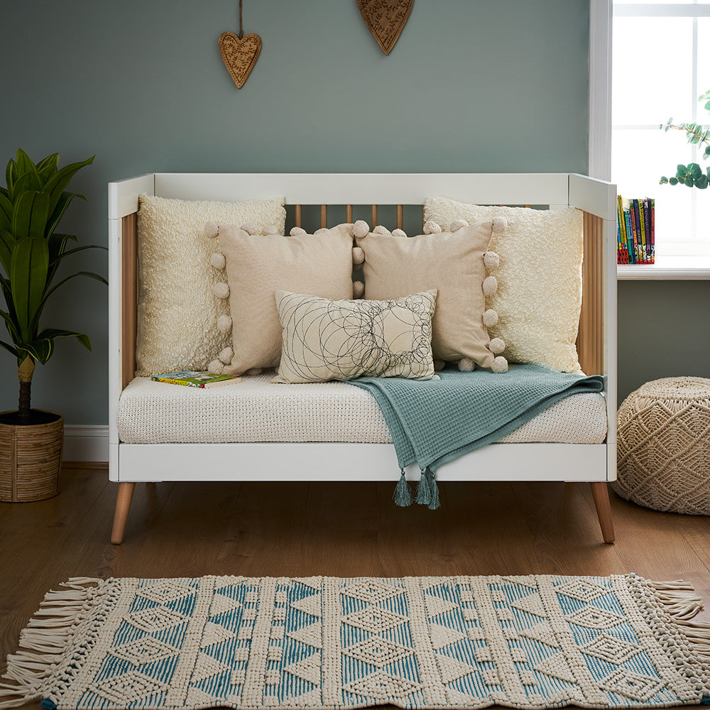 Maya Mini Cot Bed - White With Natural (3)