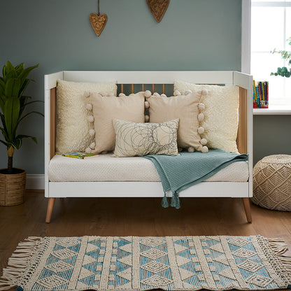 Maya Mini Cot Bed - White With Natural (3)