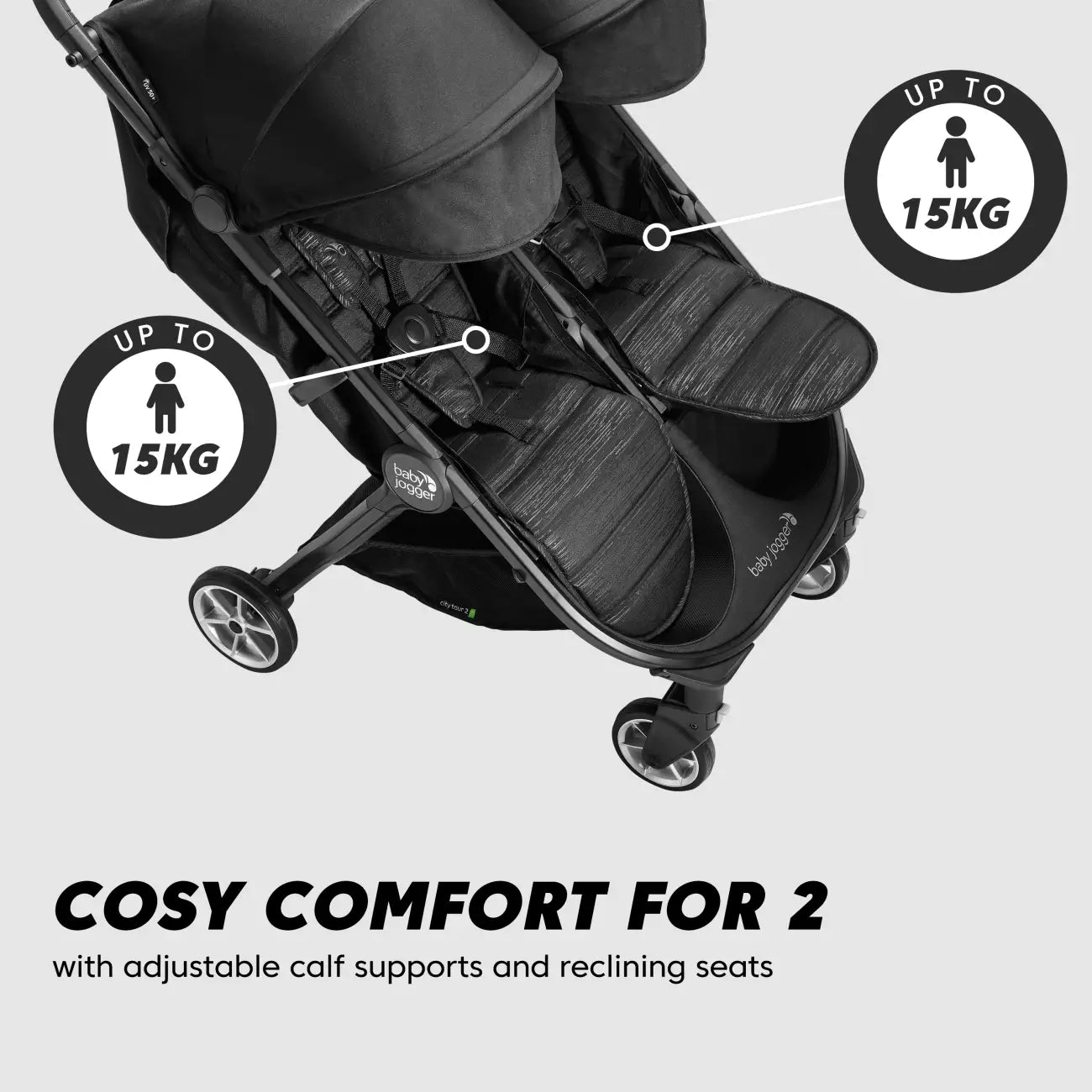 Baby Jogger city tour™ 2 double buggy comfort