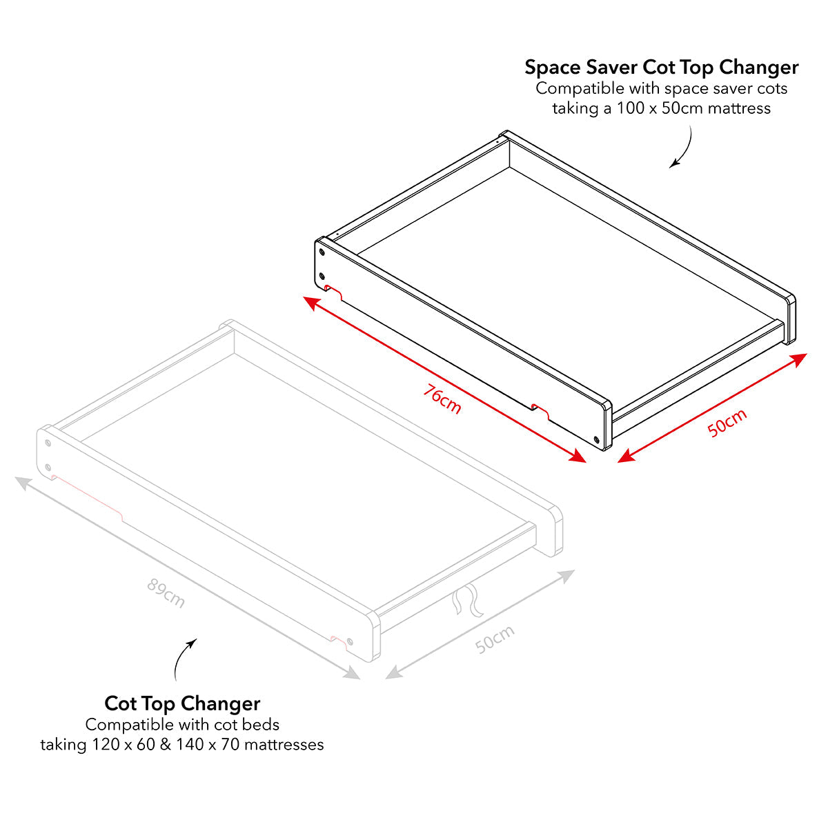 Obaby Space Saver Cot Top Changer - White (3)