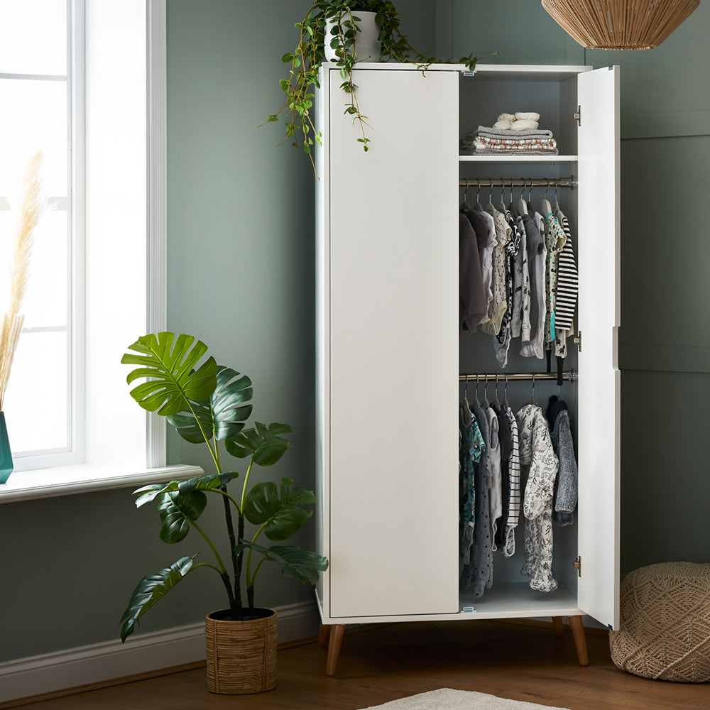 Maya Double Wardrobe - White With Natural (2)
