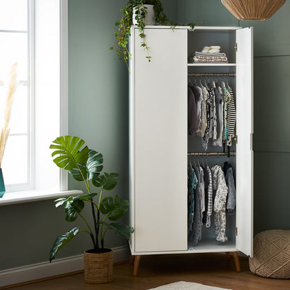 Maya Double Wardrobe - White With Natural (2)