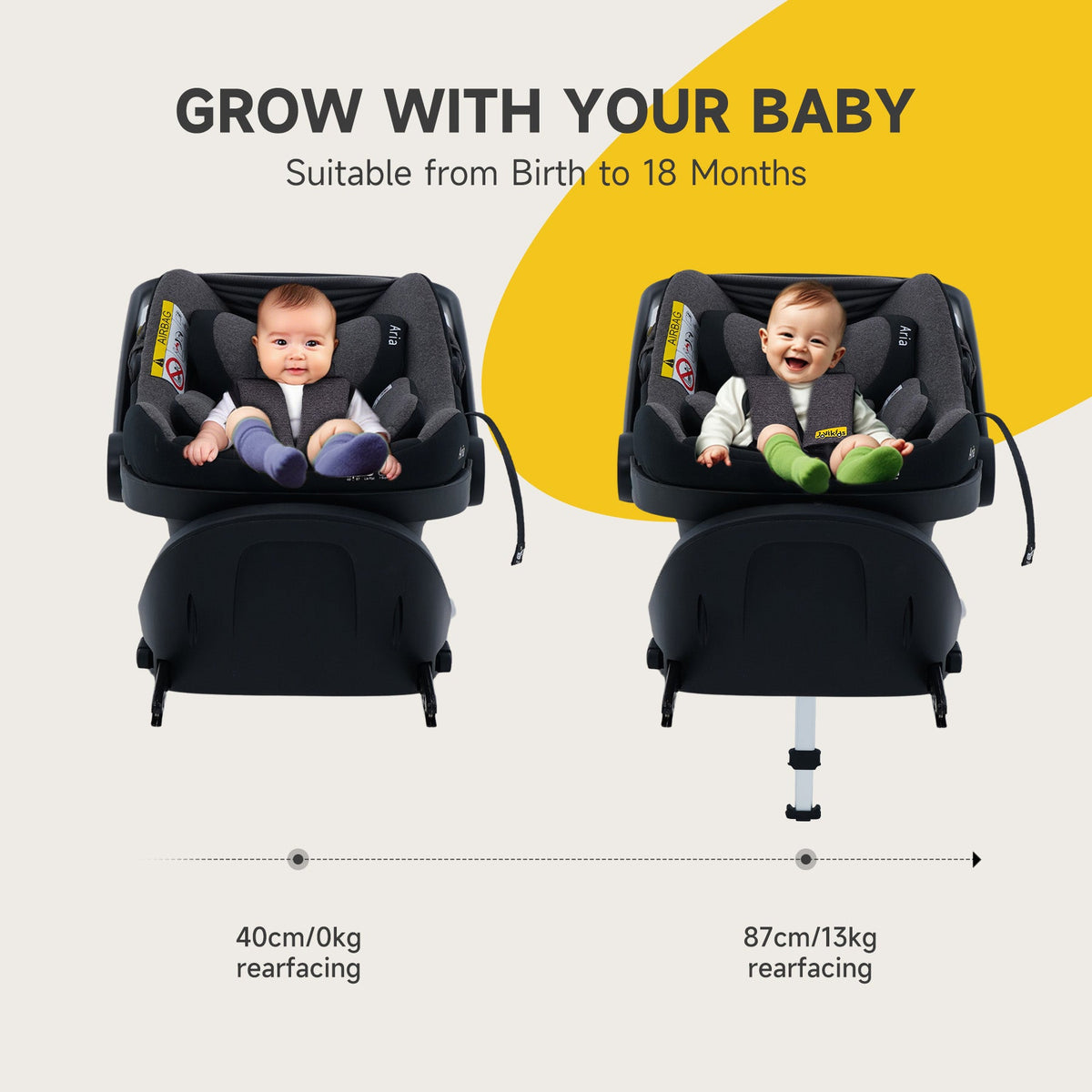 JoviKids Aria i-Size Infant Car Seat with ISOFIX Base