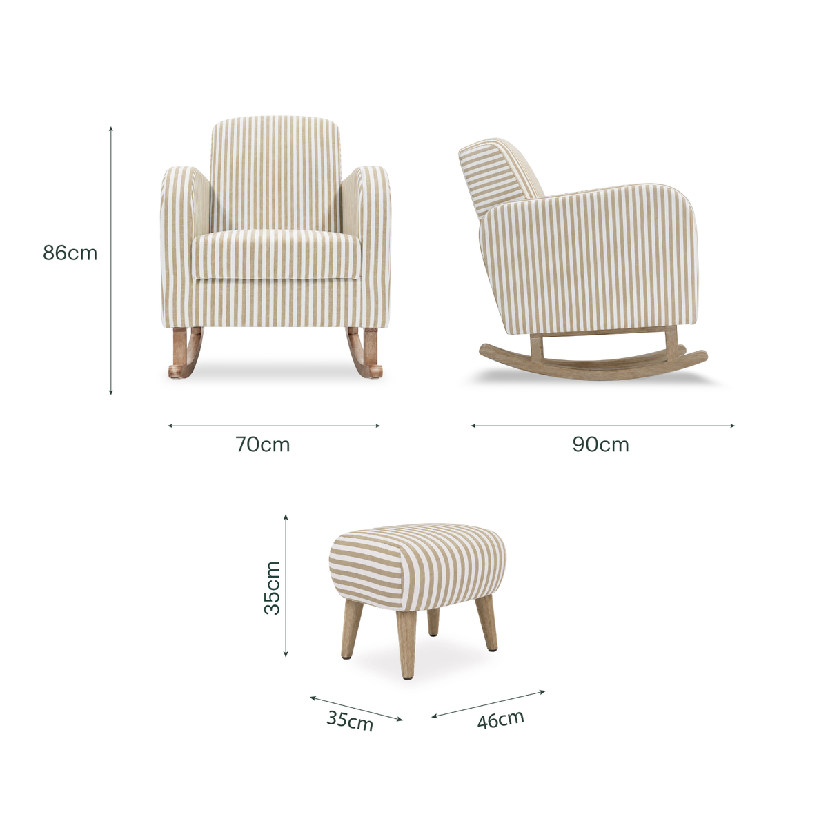 Etta Nursing Chair & Footstool - Beach Stripe