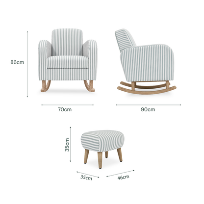 Etta Nursing Chair & Footstool - Sea Salt Stripe