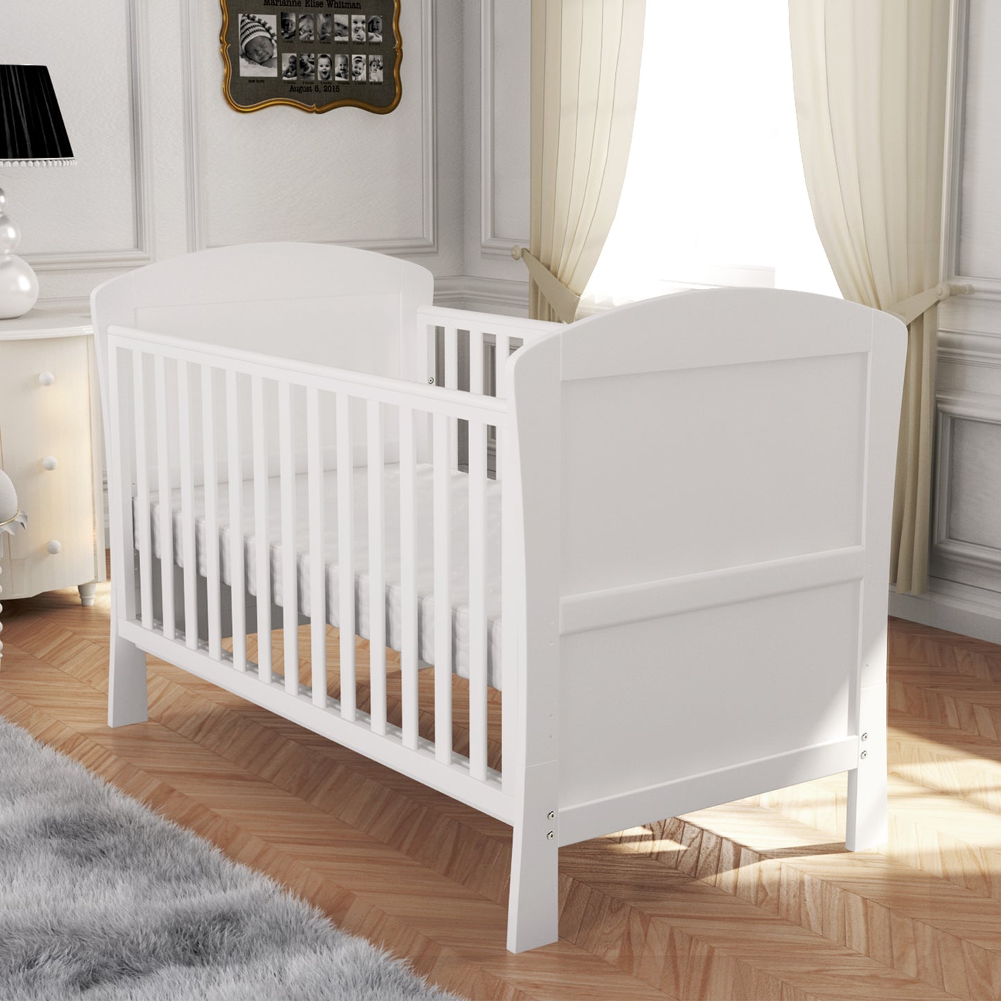 Aston Dropside Cot Bed - White