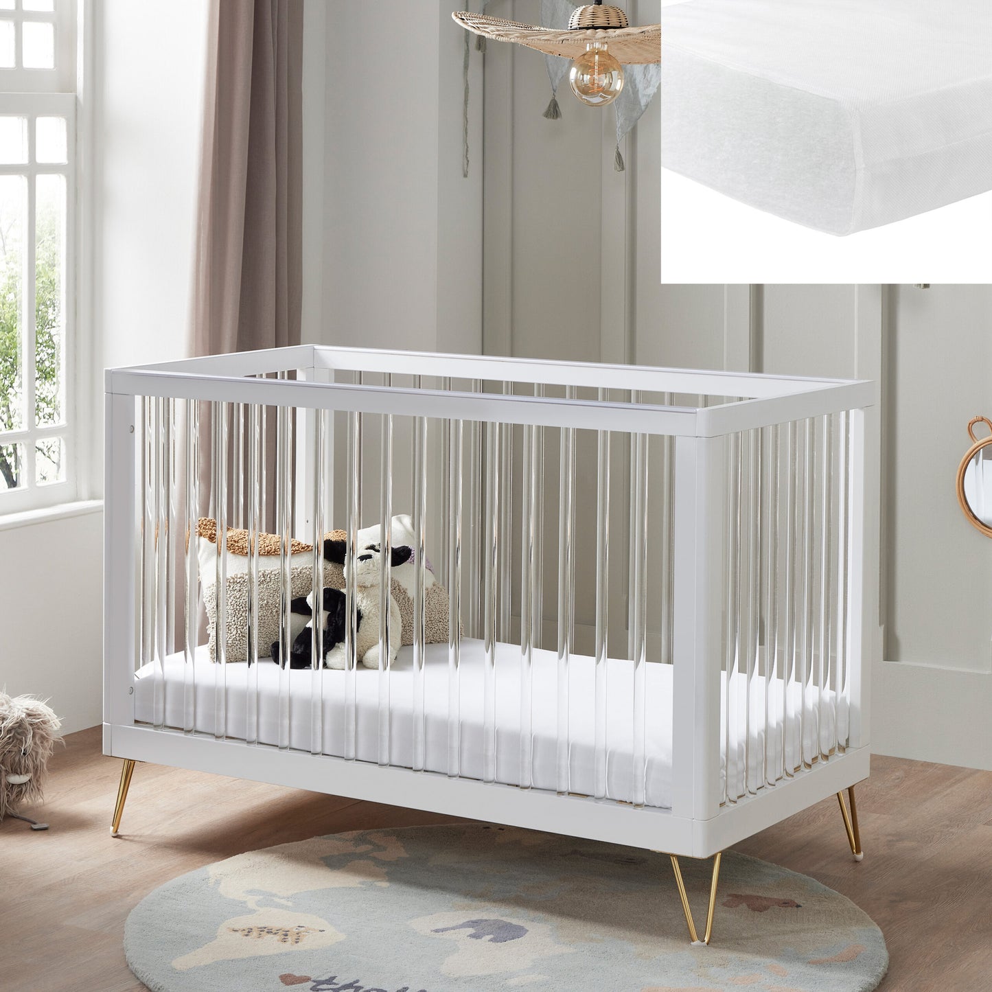 Kimi Cot Bed – Acrylic with Fibre Mattress for cot