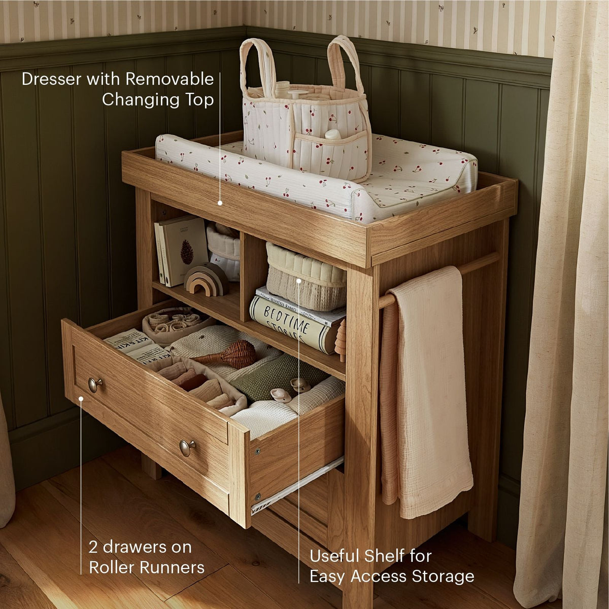 Burford Dresser Changer - Oak