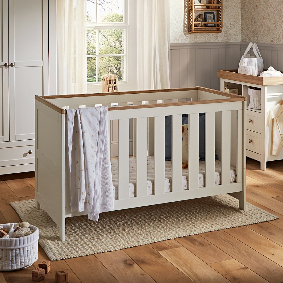 Burford Cot Bed - White & Oak