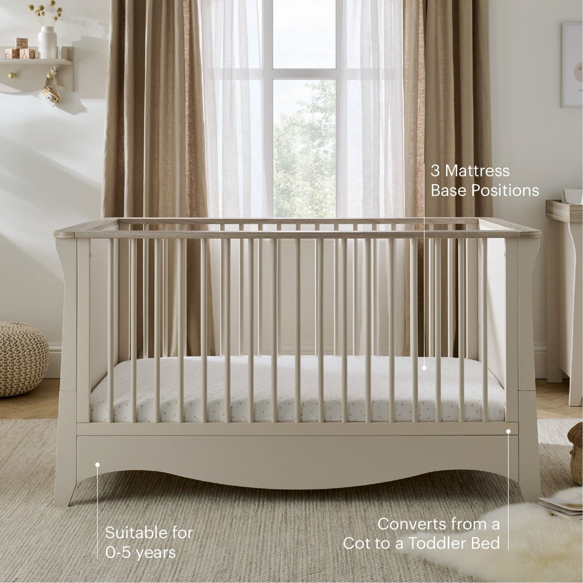 Clara Cot Bed - Cashmere & Ash