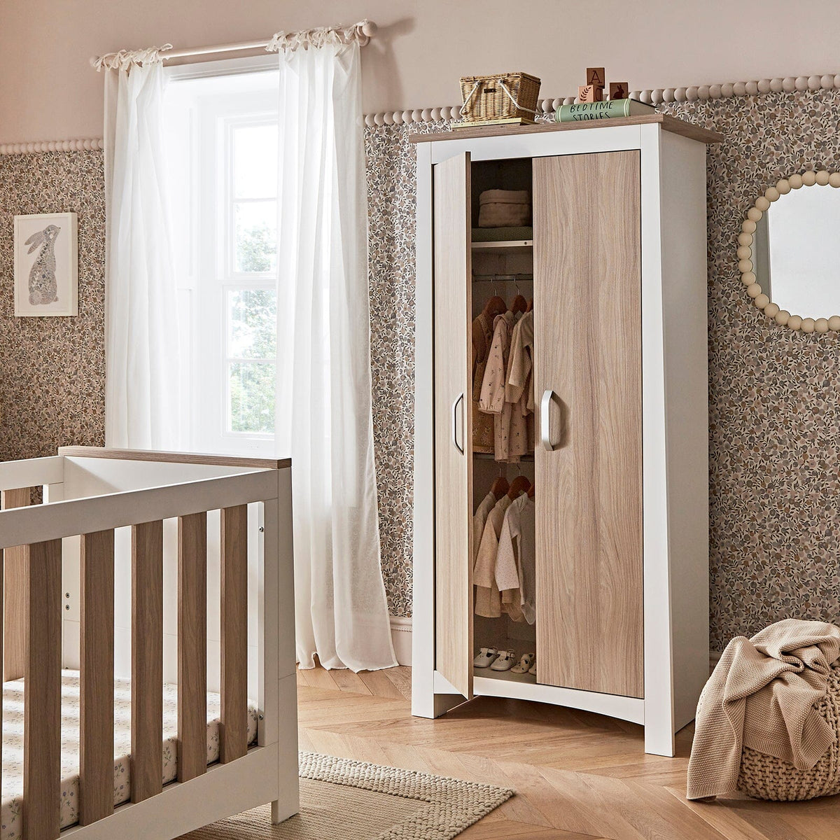 Ada Nursery Wardrobe - White & Ash