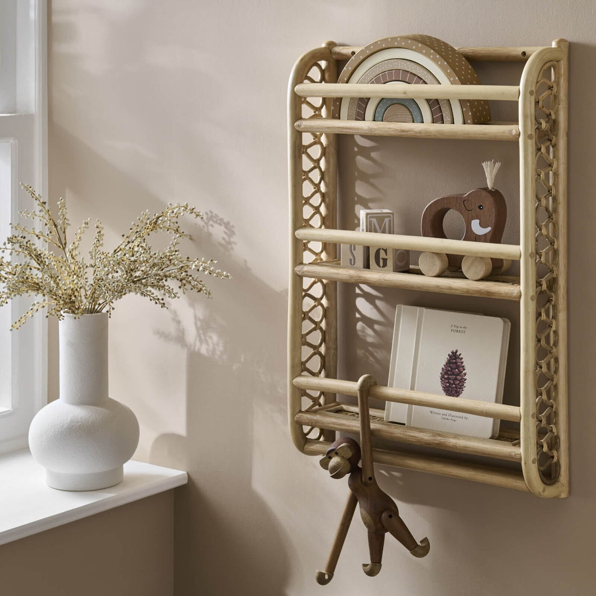 Aria Wave Bookshelf - Rattan