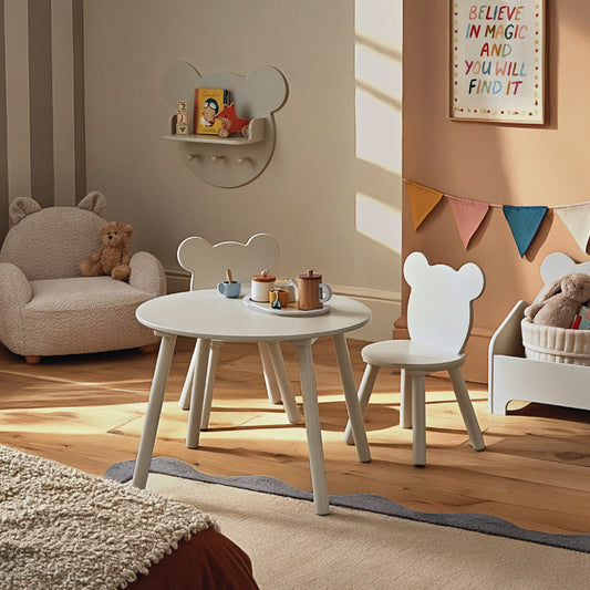 Play House Bear Table & 2 Chairs - Pebble