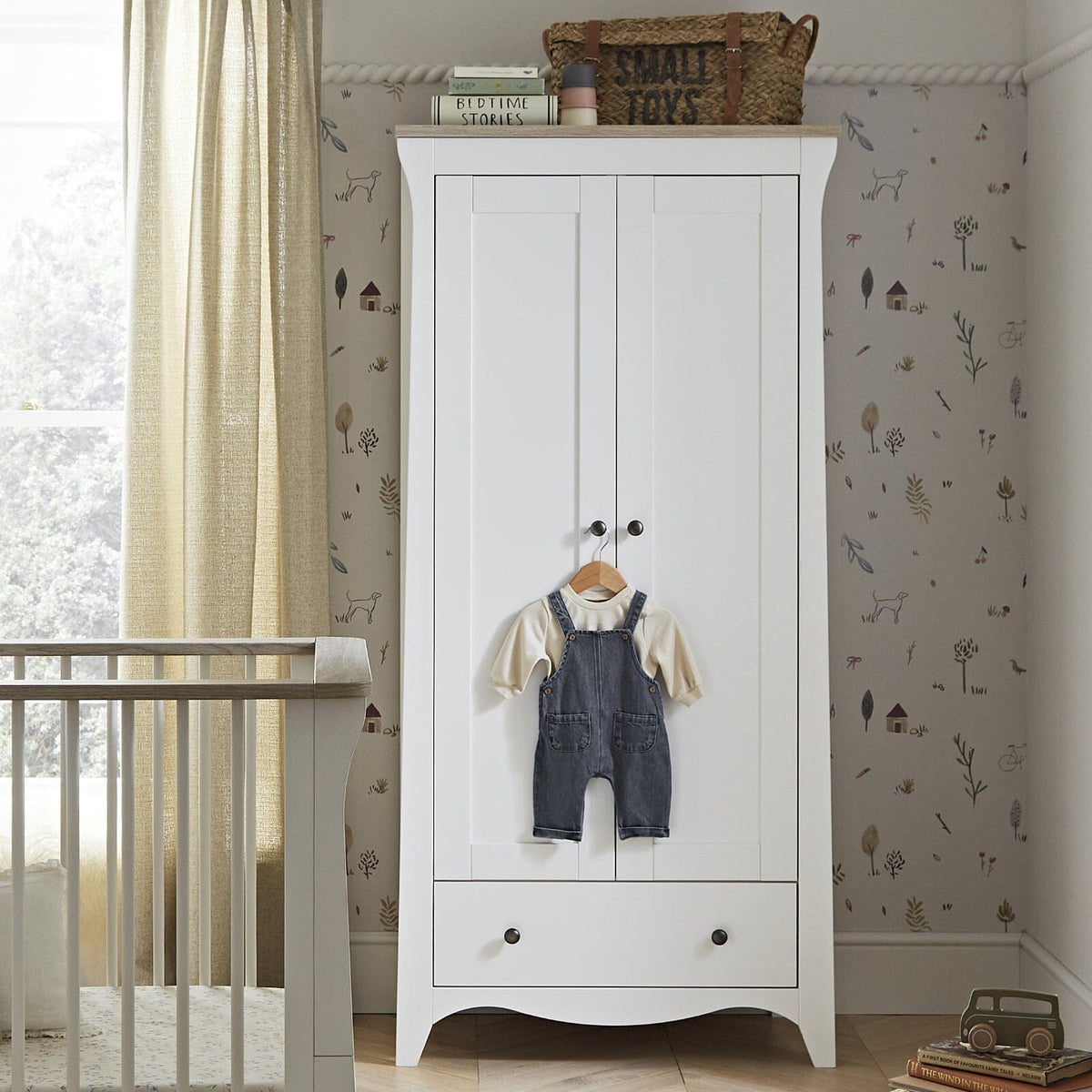 Clara 2 Door Double Wardrobe - White & Ash