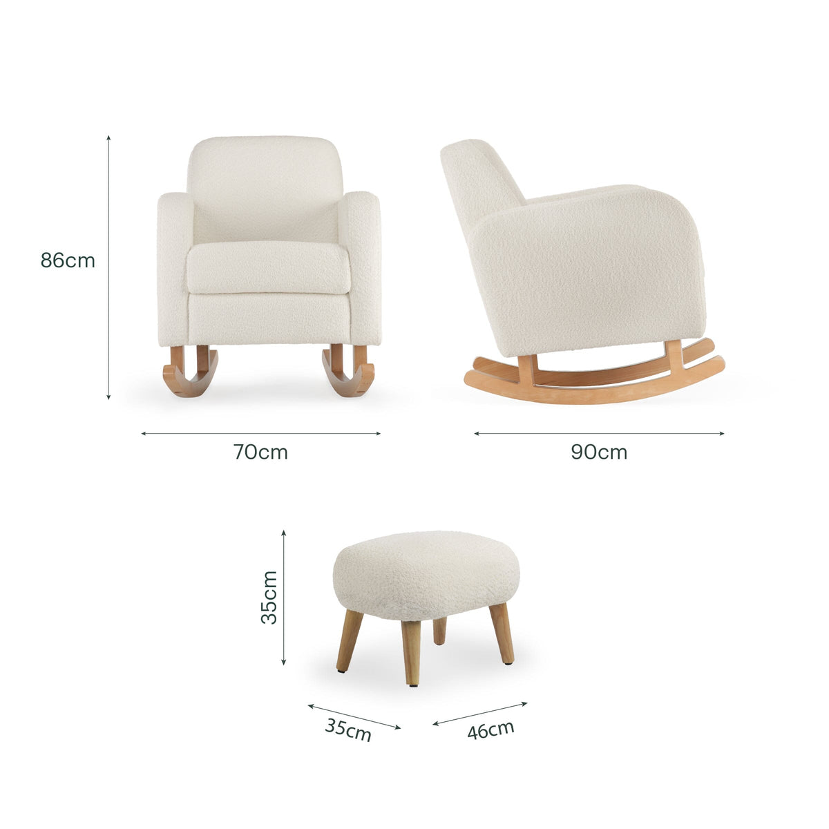 Etta Nursing Chair & Footstool - Bouclé Off White