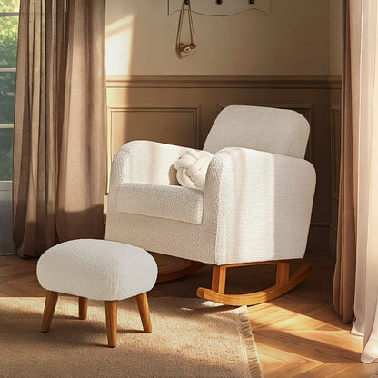 Etta Nursing Chair & Footstool - Bouclé Off White