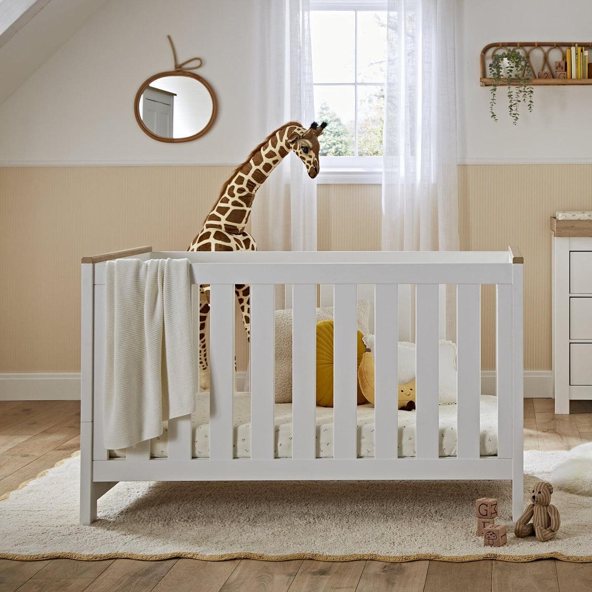 Luna Cot Bed - White & Oak