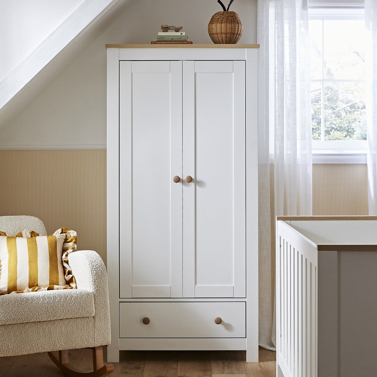 Luna 2 Door Double Wardrobe - White & Oak