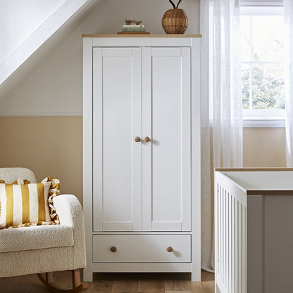 Luna 2 Door Double Wardrobe - White & Oak