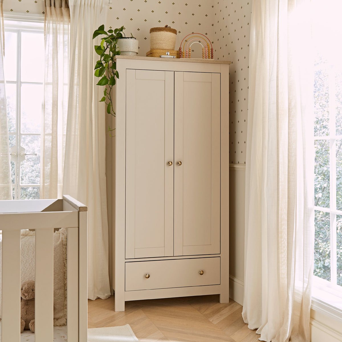Luna 2 Door Double Wardrobe - Cashmere & Ash