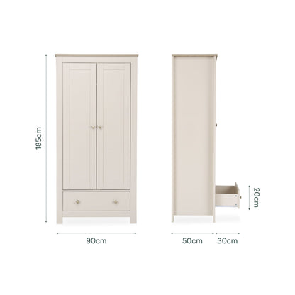 Luna 2 Door Double Wardrobe - Cashmere & Ash