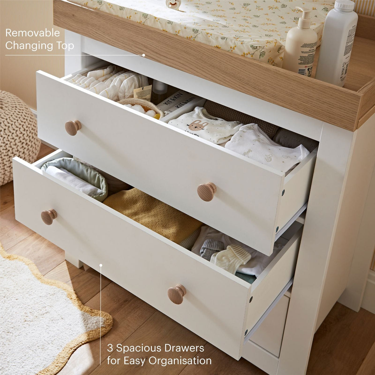 Luna Dresser Changer - White & Oak