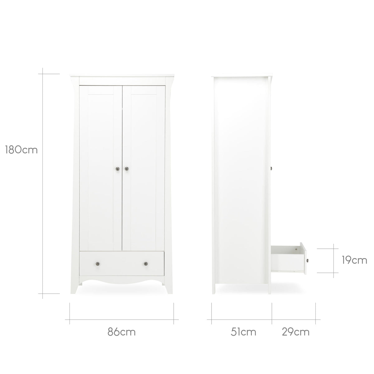 Clara 2 Door Double Wardrobe - White