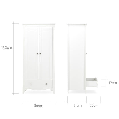 Clara 2 Door Double Wardrobe - White