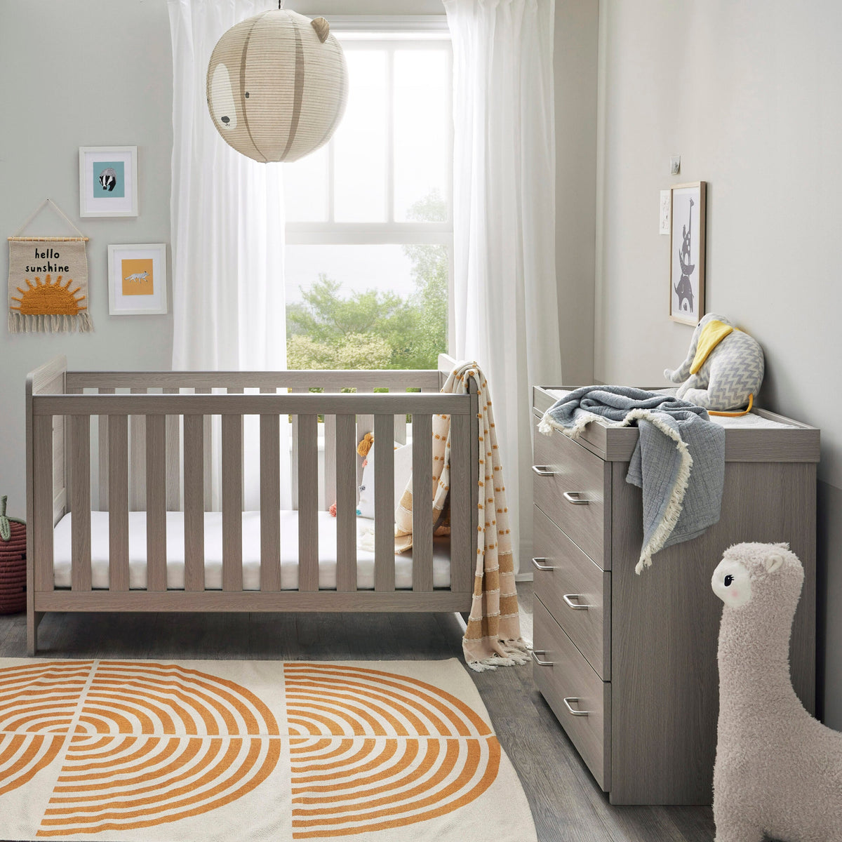 Caro 2 Piece Nursery Furniture Set - Grey Wash