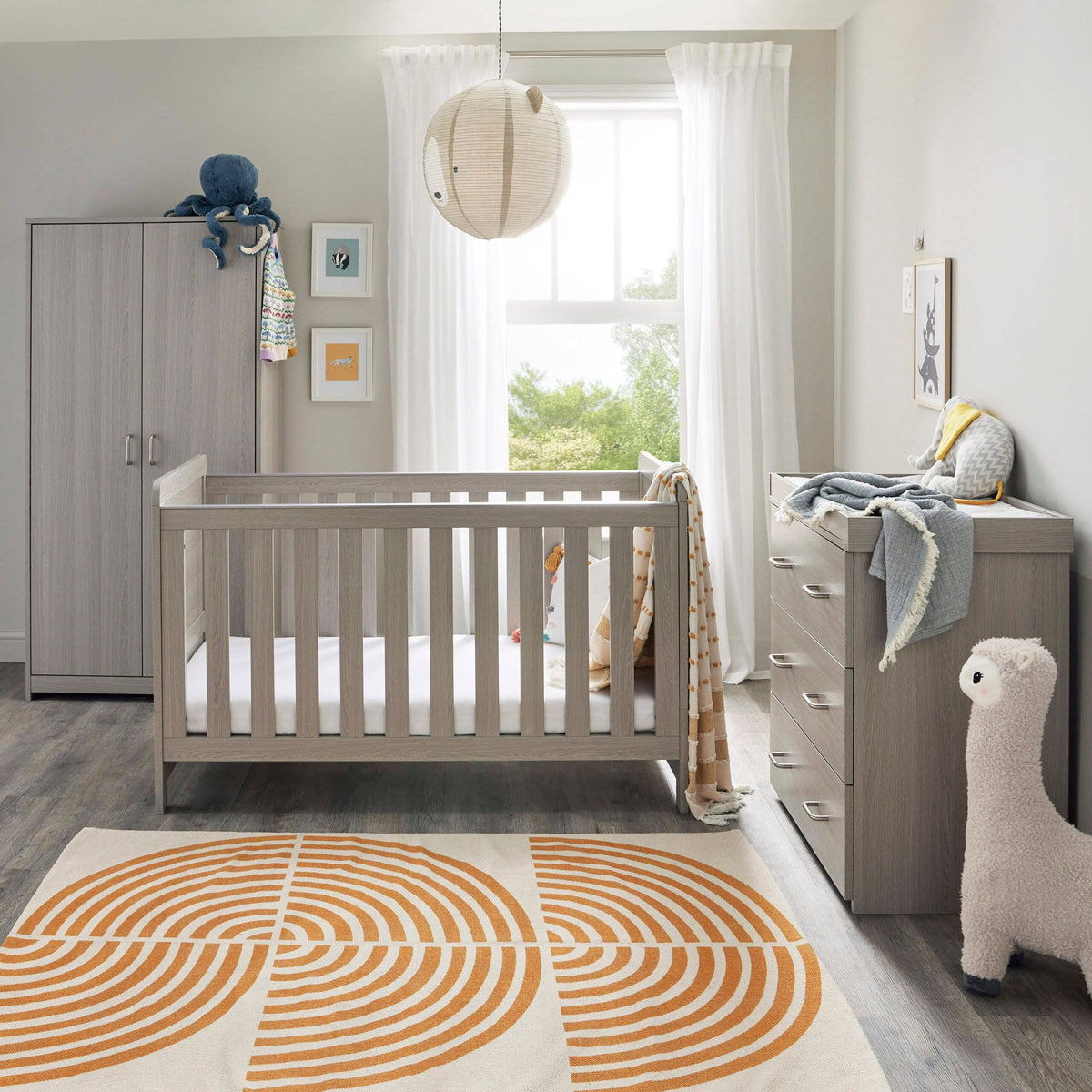 Caro 3 Piece Nursery Furniture Set - Grey Wash