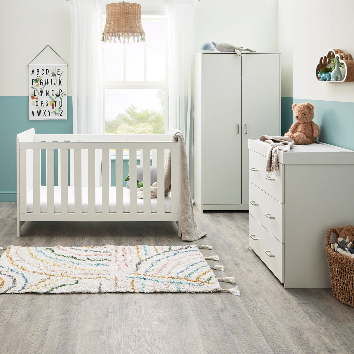 Caro 3 Piece Nursery Furniture Set - White Wash
