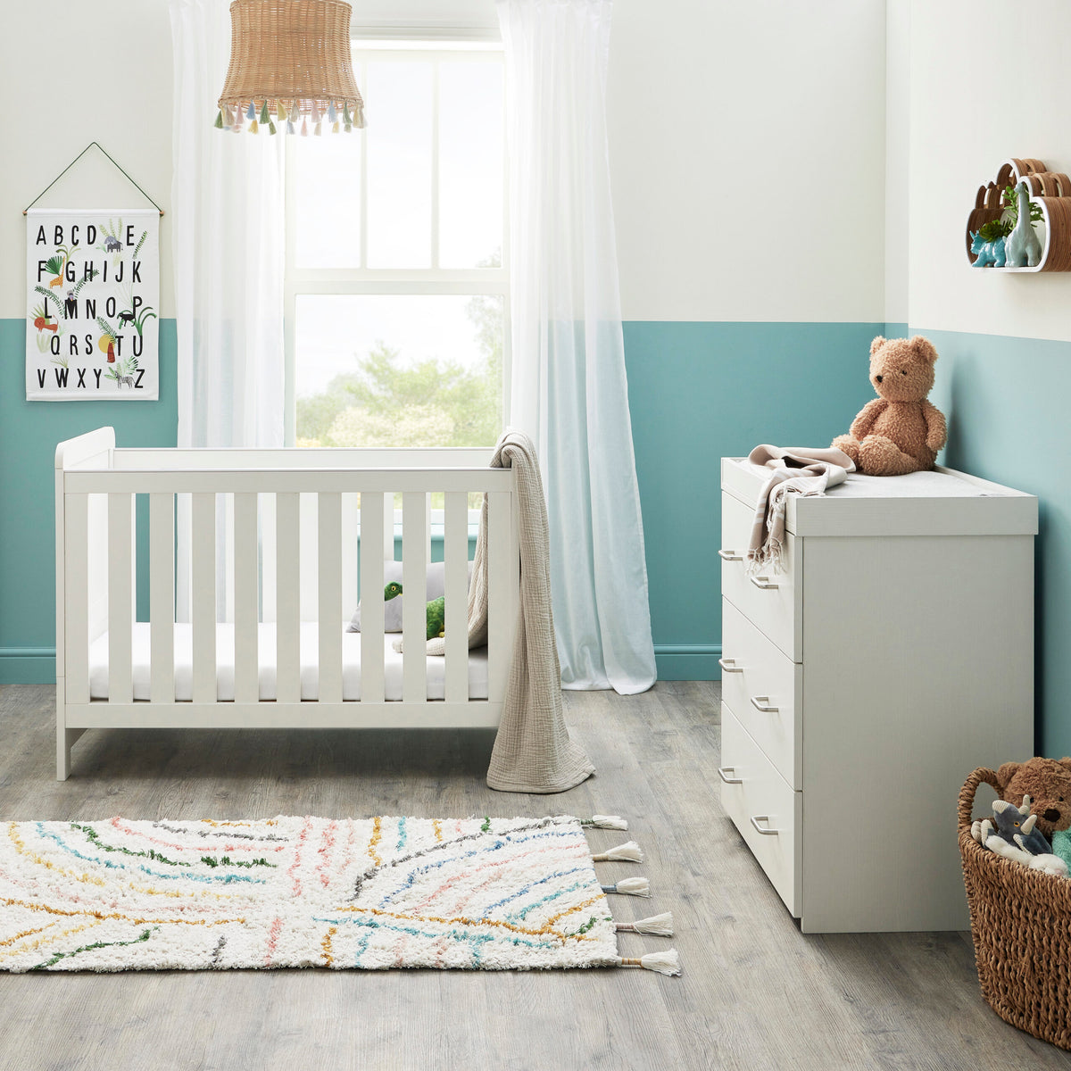 Caro Mini 2 Piece Nursery Furniture Set - White Wash
