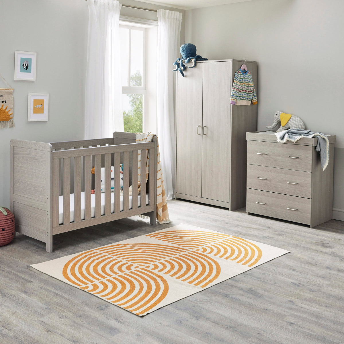 Caro Mini 3 Piece Nursery Furniture Set - Grey Wash