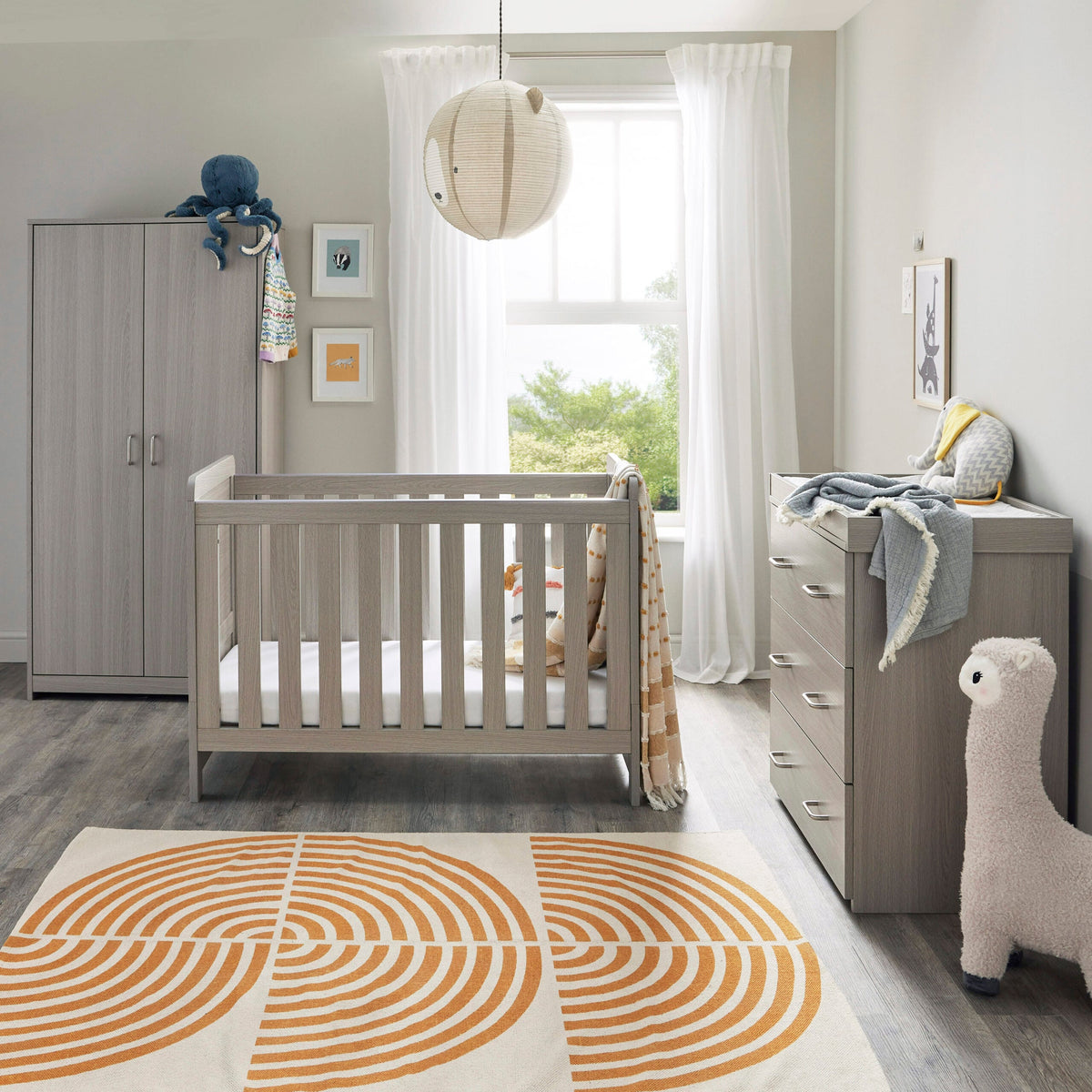 Caro Mini 3 Piece Nursery Furniture Set - Grey Wash