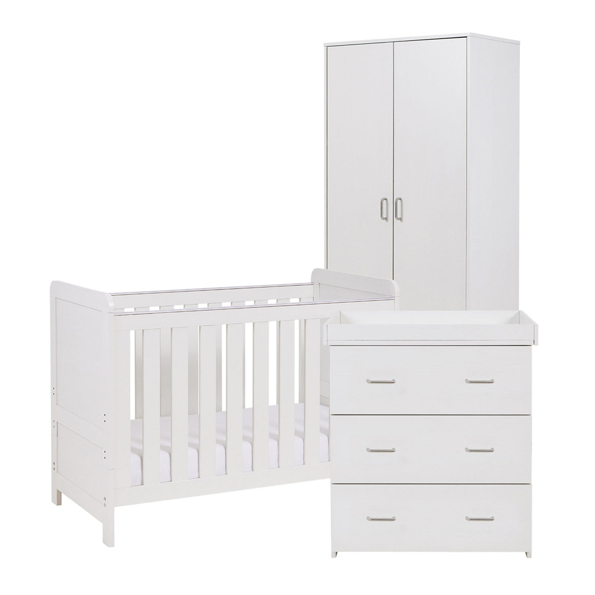 Caro Mini 3 Piece Nursery Furniture Set - White Wash