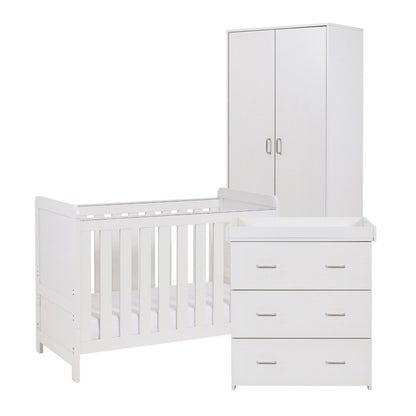 Caro Mini 3 Piece Nursery Furniture Set - White Wash