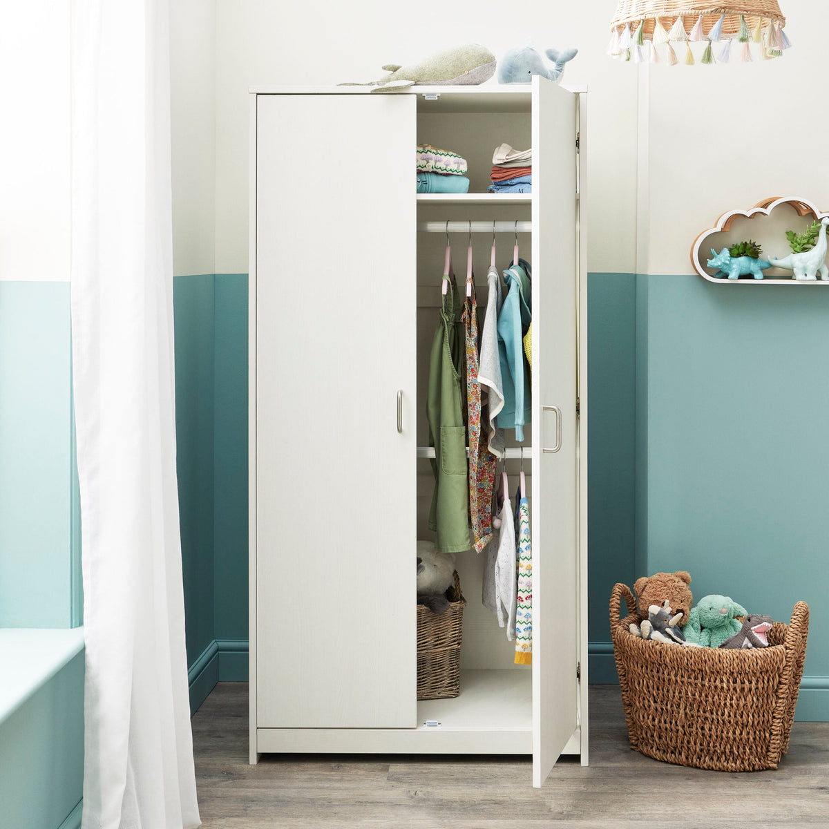 Caro Nursery Wardrobe - White Wash