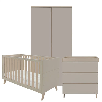 Dante 3 Piece Nursery Room Set + Cot Top Changer - Cashmere