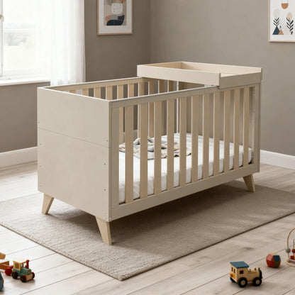 Dante 3 Piece Nursery Room Set + Cot Top Changer - Cashmere