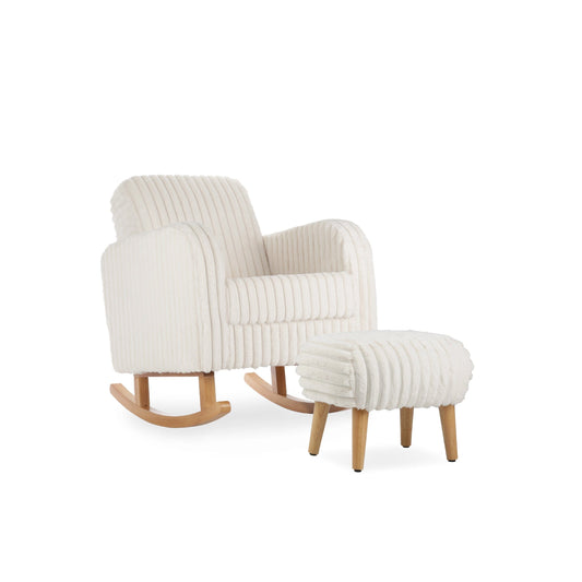 Etta Nursing Chair & Footstool - Faux Fur Cream