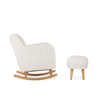 Etta Nursing Chair & Footstool - Faux Fur Cream