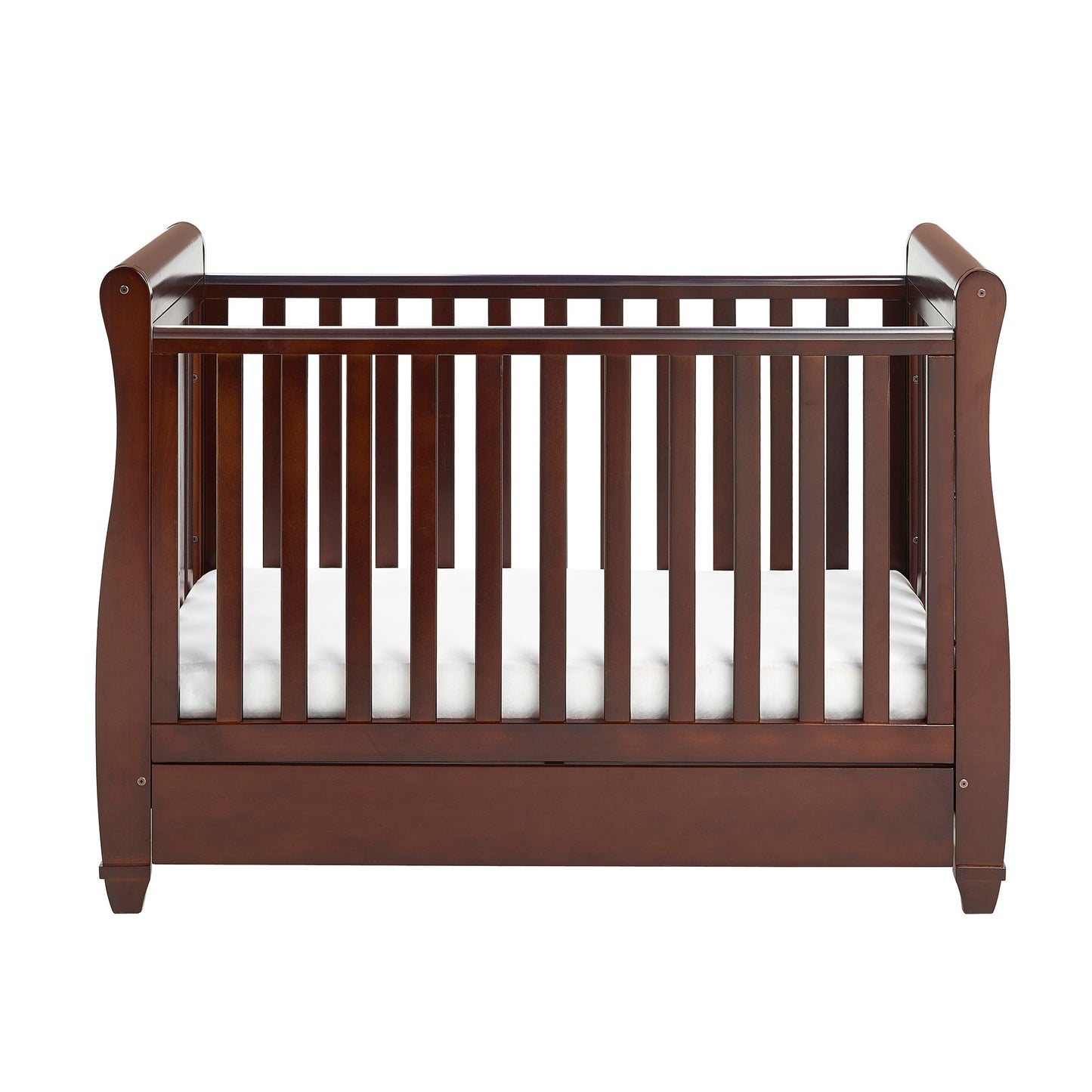 Eva Sleigh Cot Bed Dropside with Drawer - Brown